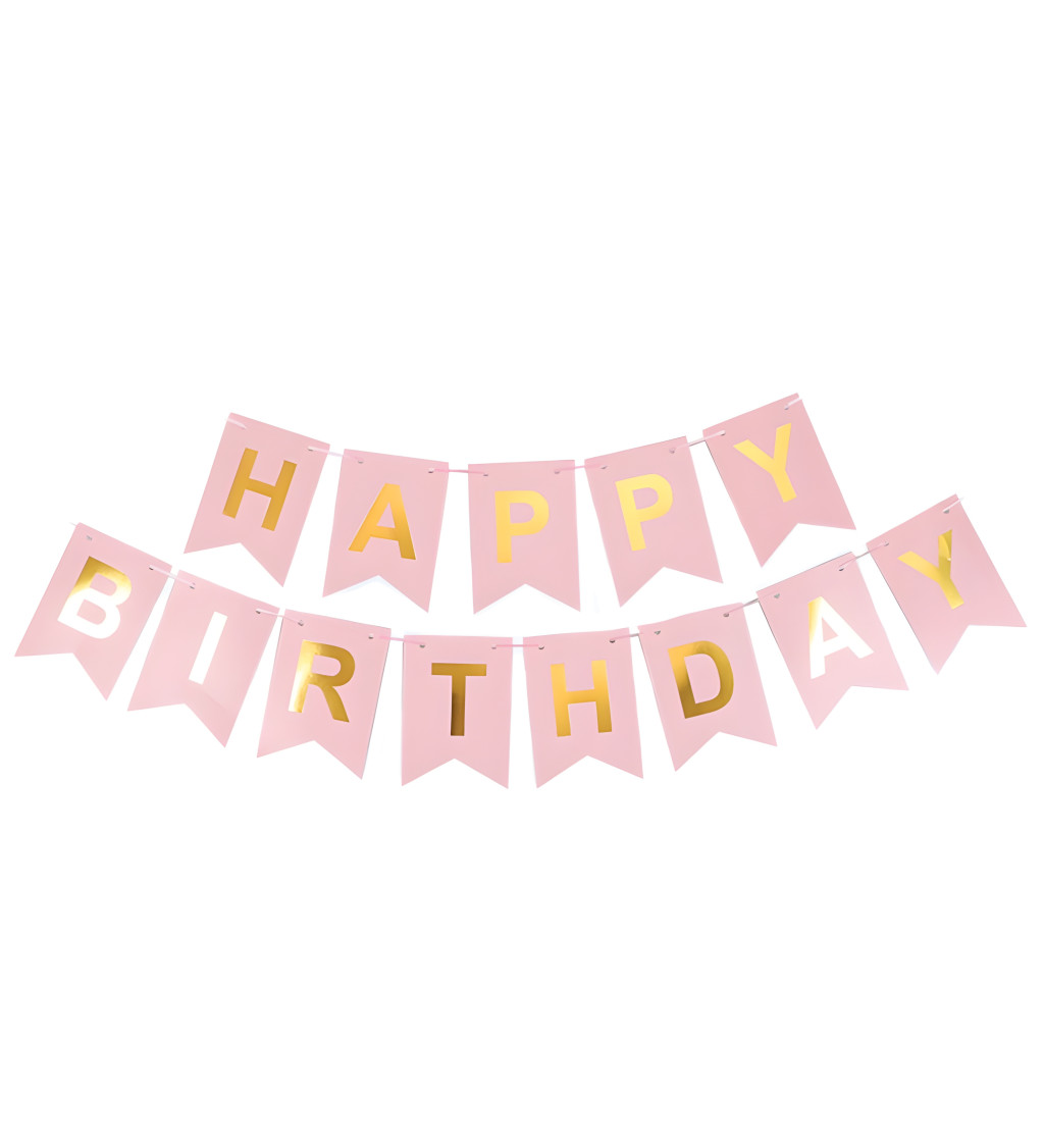 Happy Birthday banner – růžový