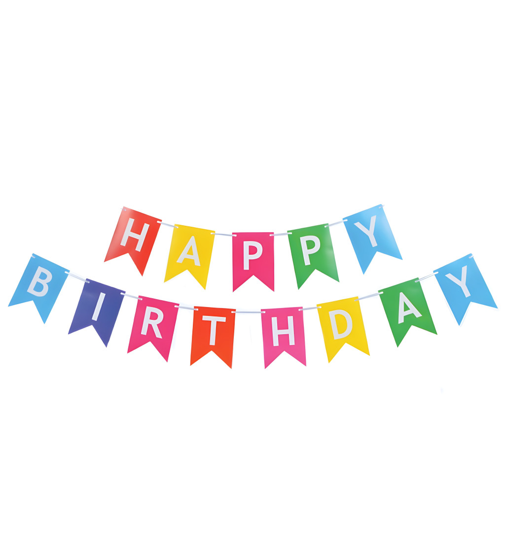 Narozeninový nápis Happy Birthday – barevný banner