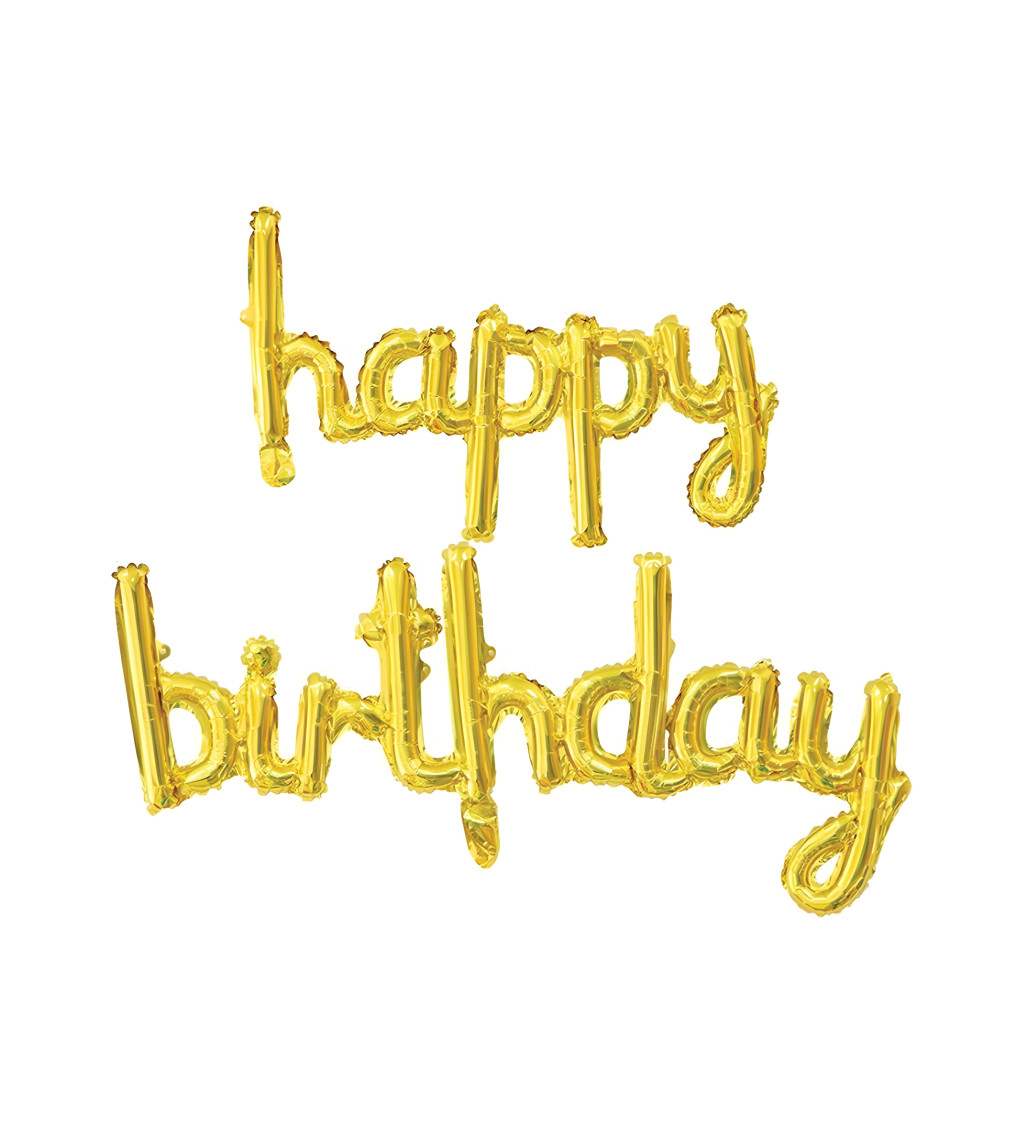 Happy birthday nápis zlatý