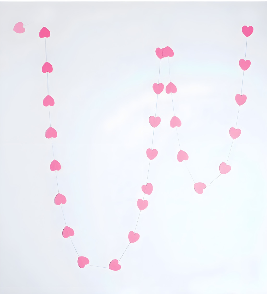 Dekorační girlanda: růžová srdce