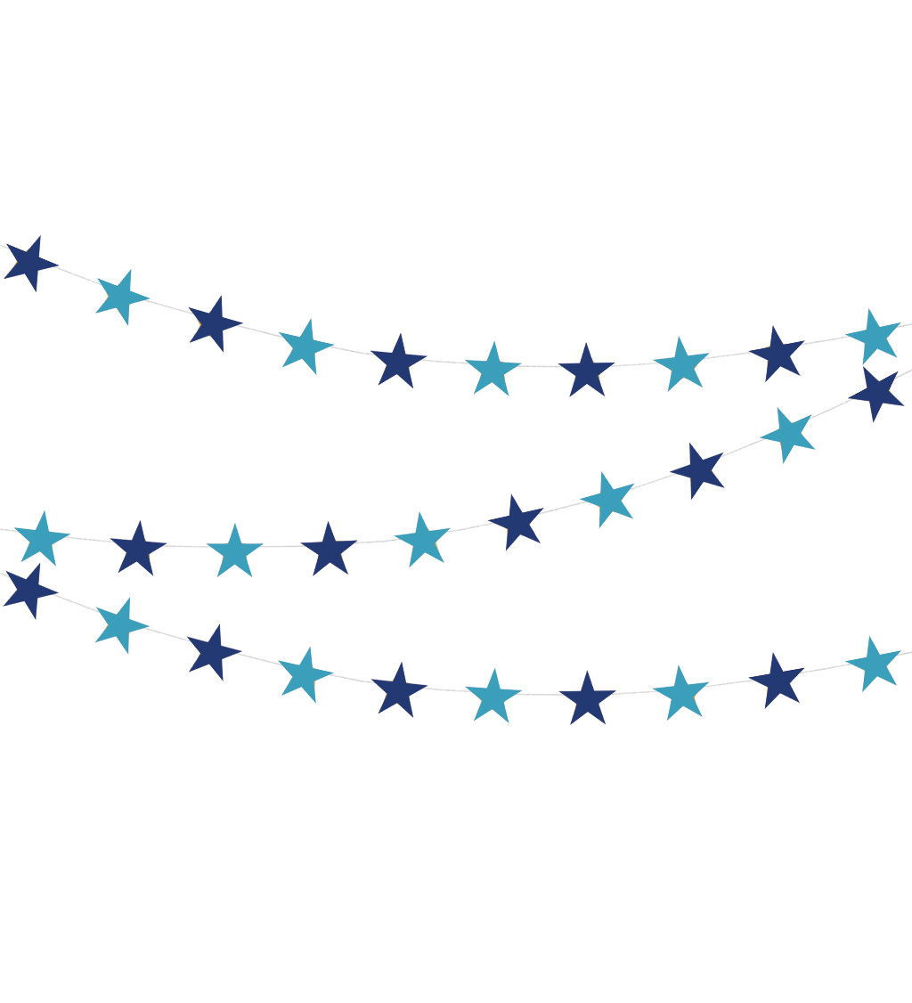Dekorační girlanda: modré hvězdy