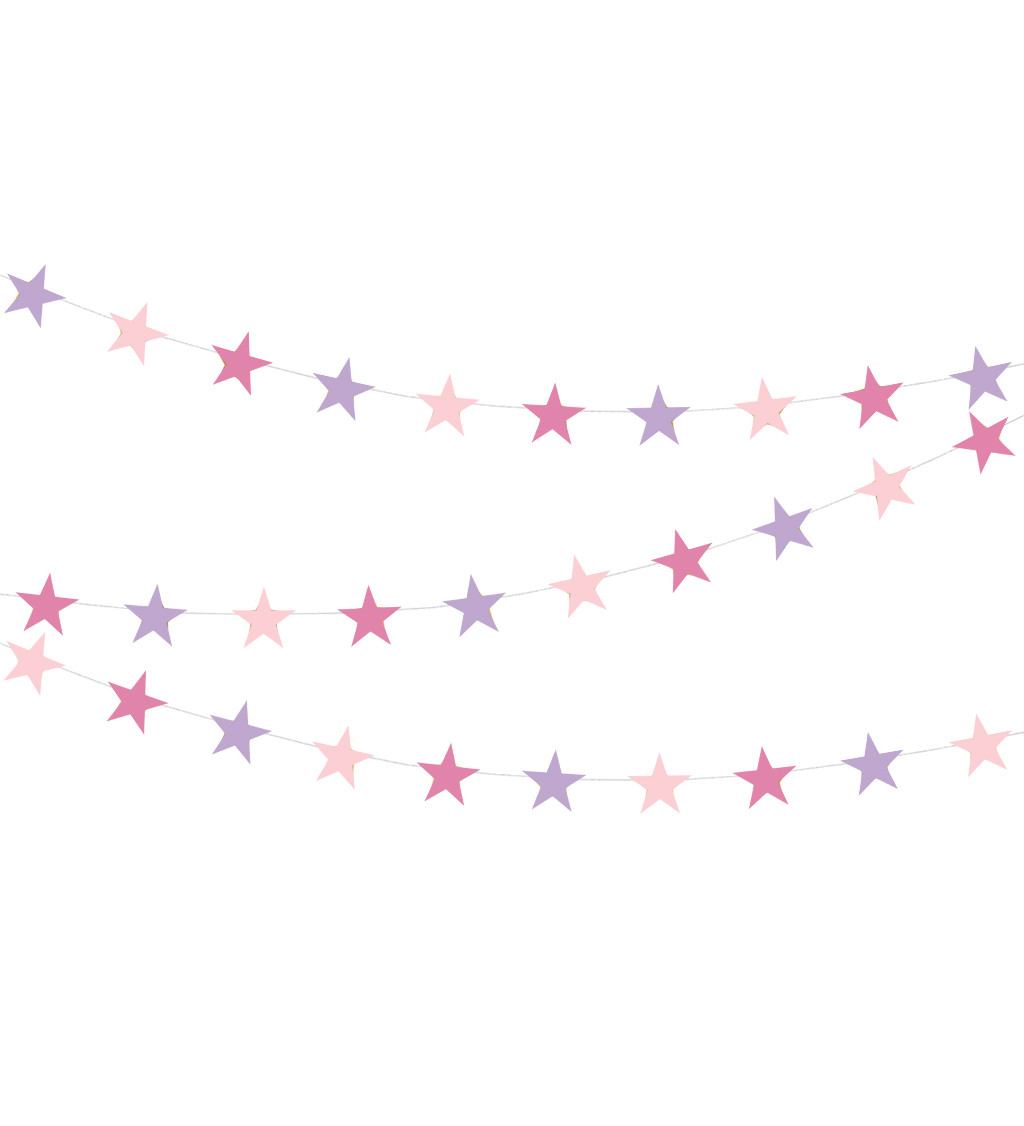 Dekorační girlanda: růžové hvězdy