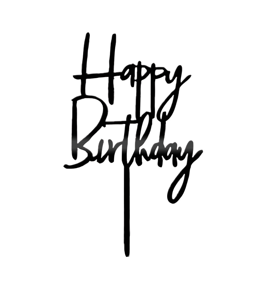 Zápich do dortu – Happy Birthday černý