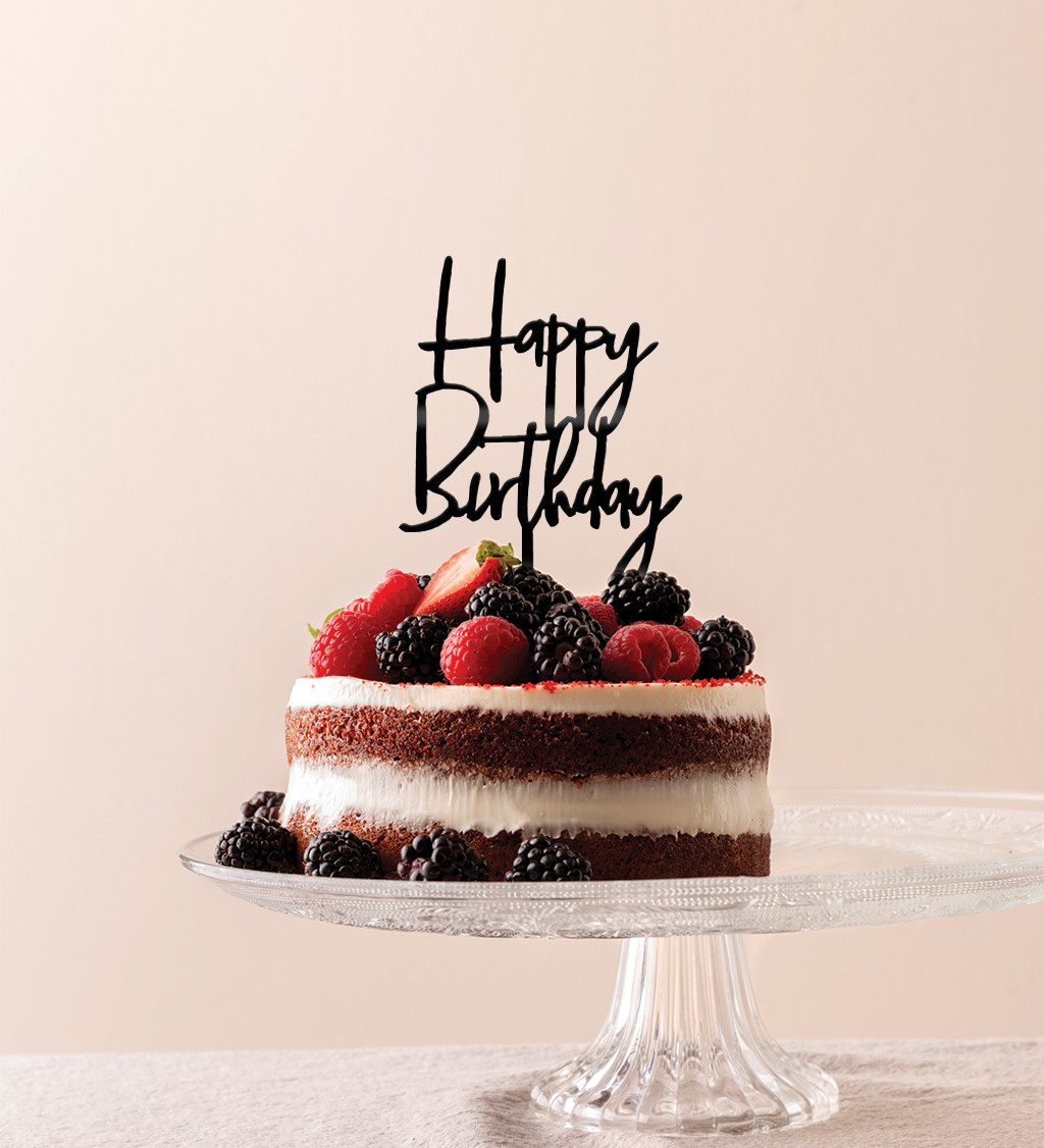 Zápich do dortu – Happy Birthday černý