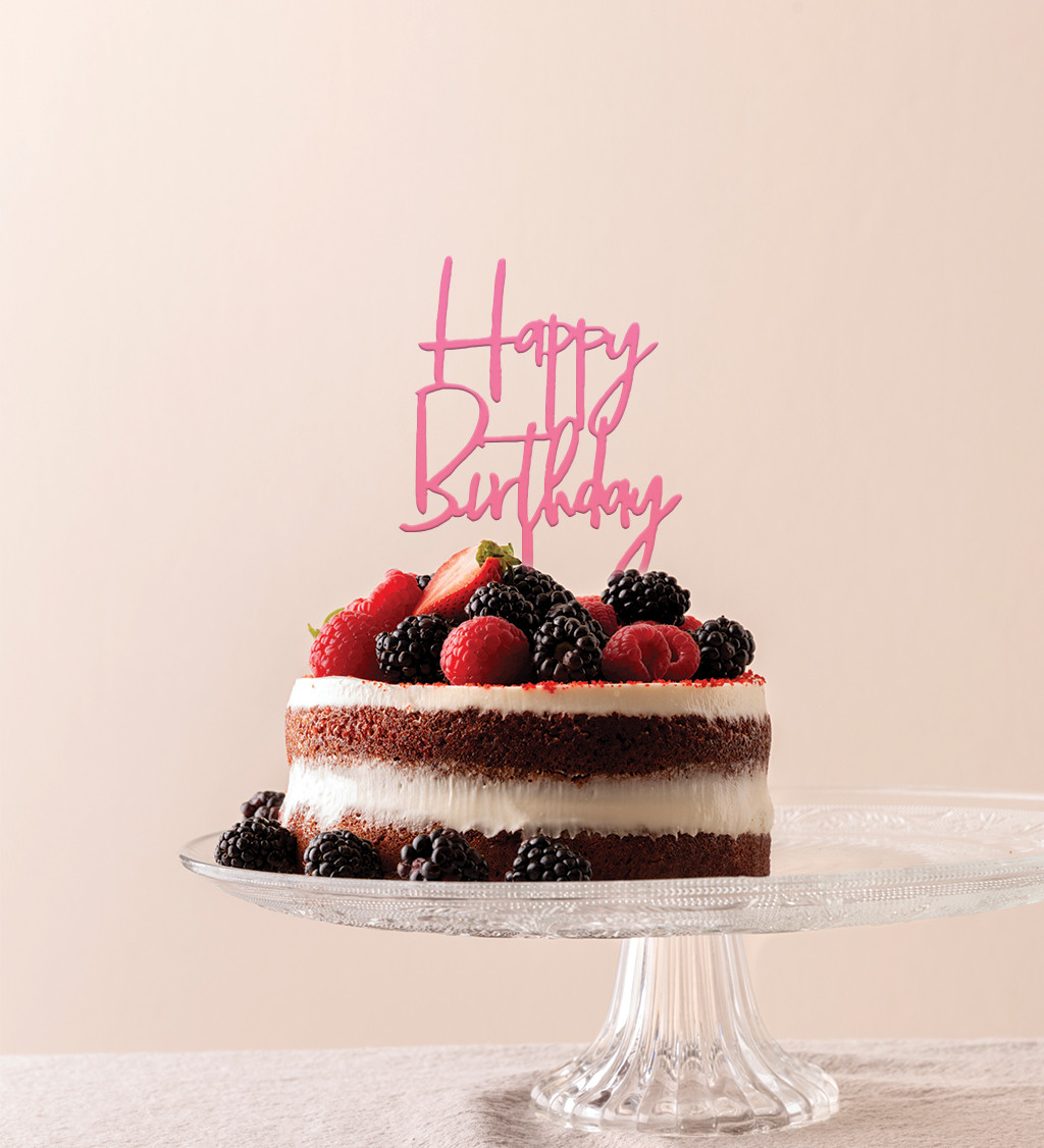 Zápich do dortu – Happy Birthday růžový