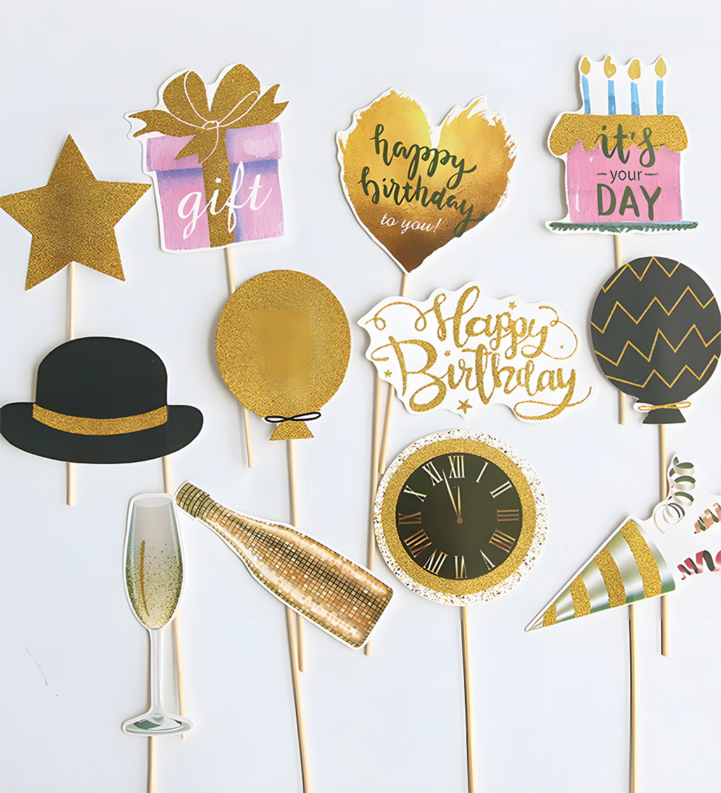 Narozeninová sada fotorekvizit – 12 ks