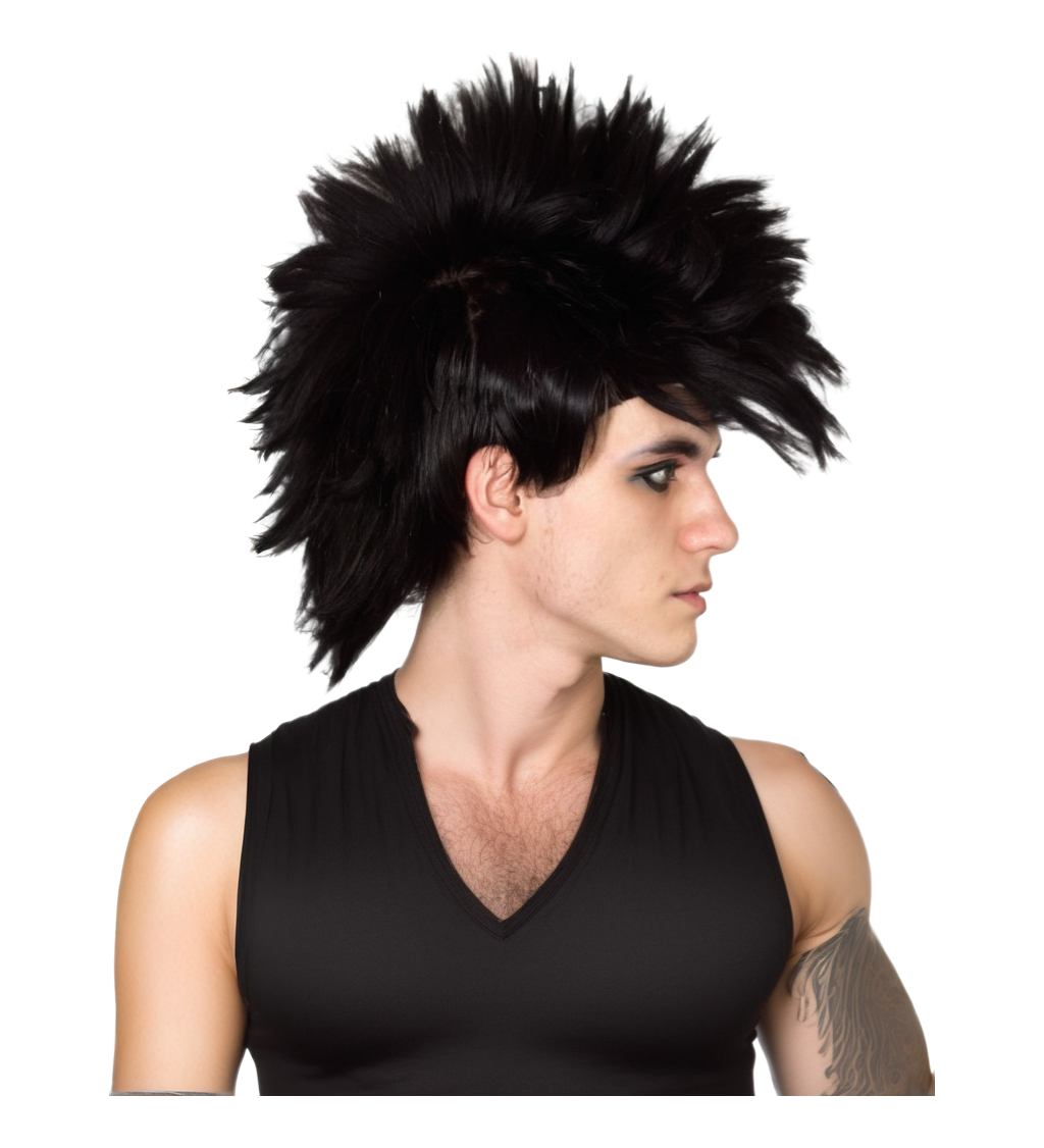 Pánská paruka Černé punk číro
