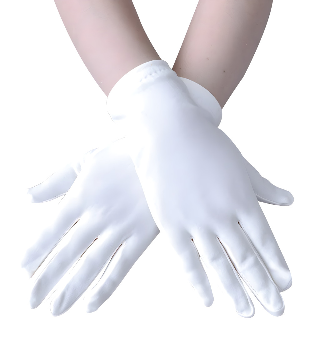 Elegantní bílé rukavice s krátkým střihem