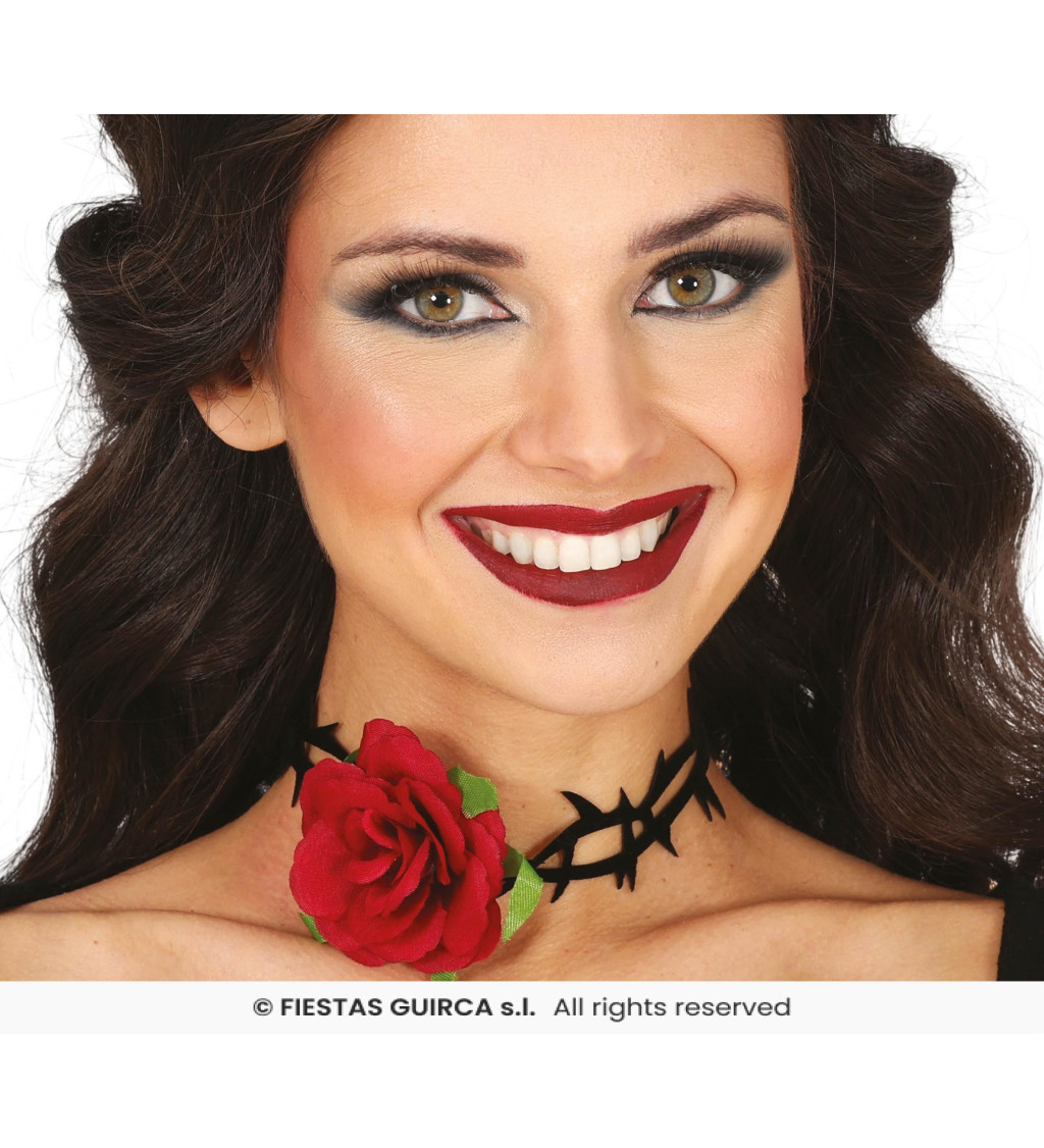 Choker náhrdelník růže a ostny