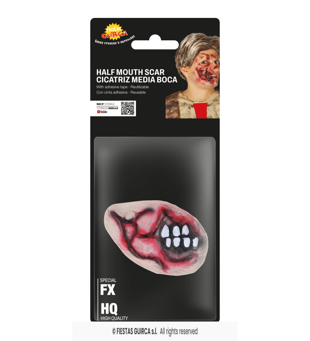 Hororová latexová jizva – půlka obličeje