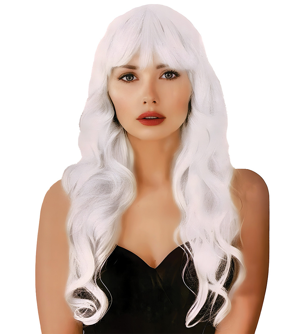 Dámská paruka dlouhá vlnitá – bílá