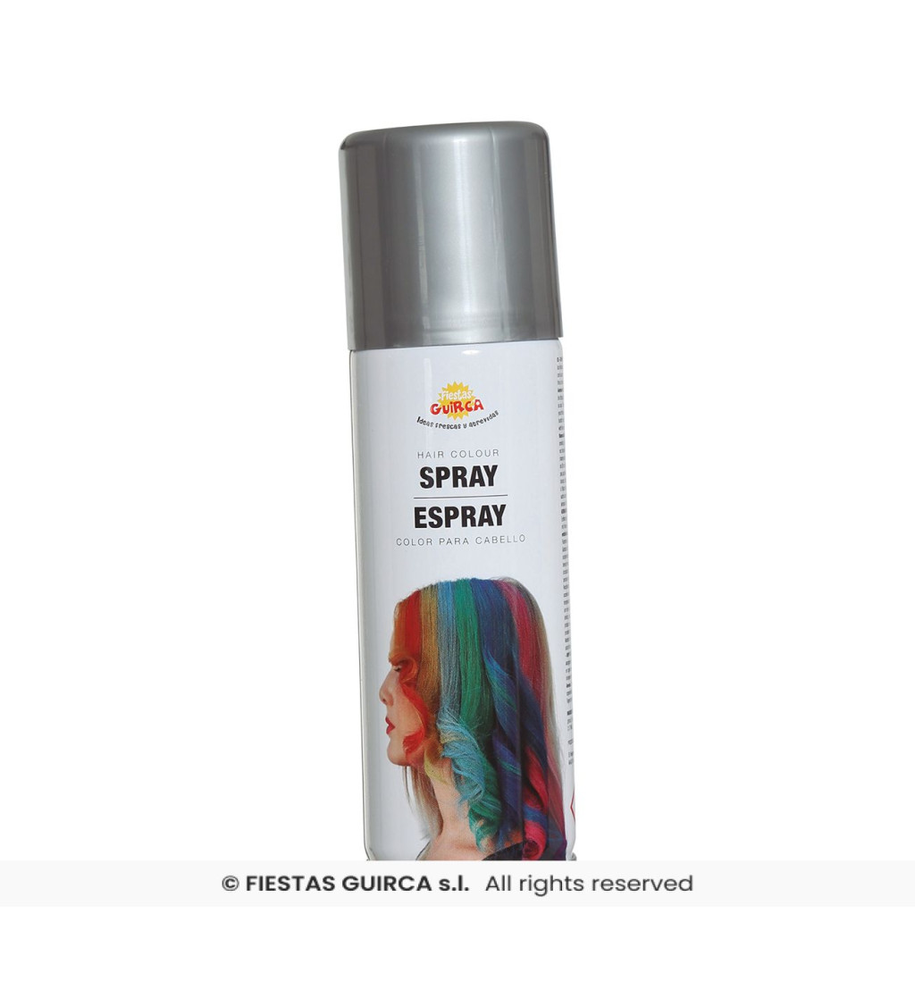 Sprej na vlasy s metalickým leskem – stříbrný