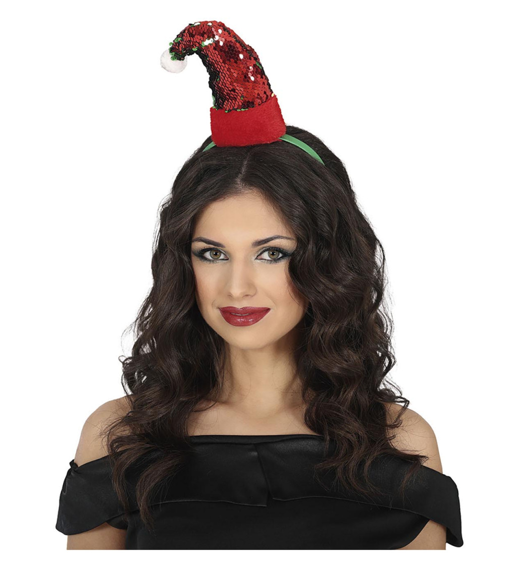 Hravá vánoční čelenka s čepicí