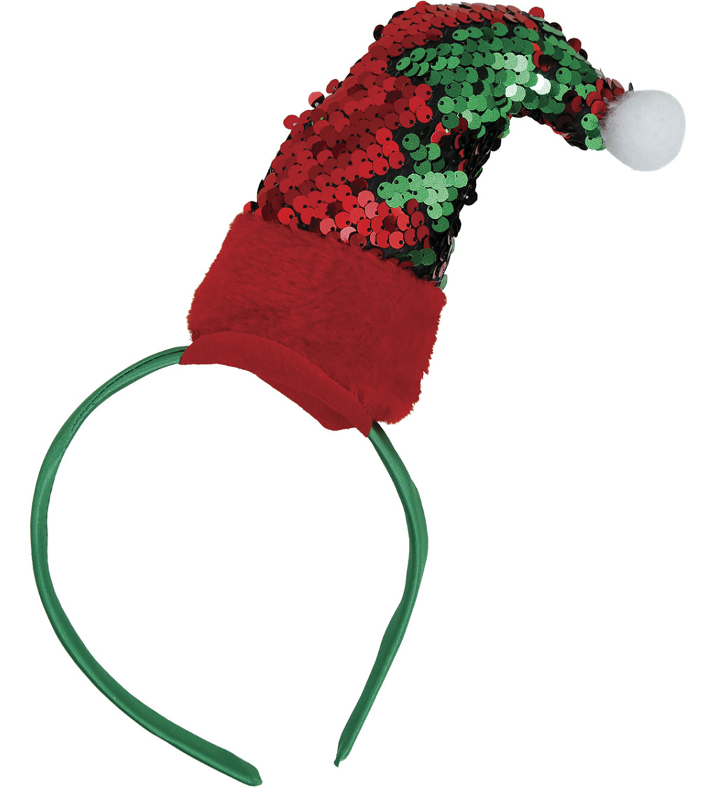 Hravá vánoční čelenka s čepicí