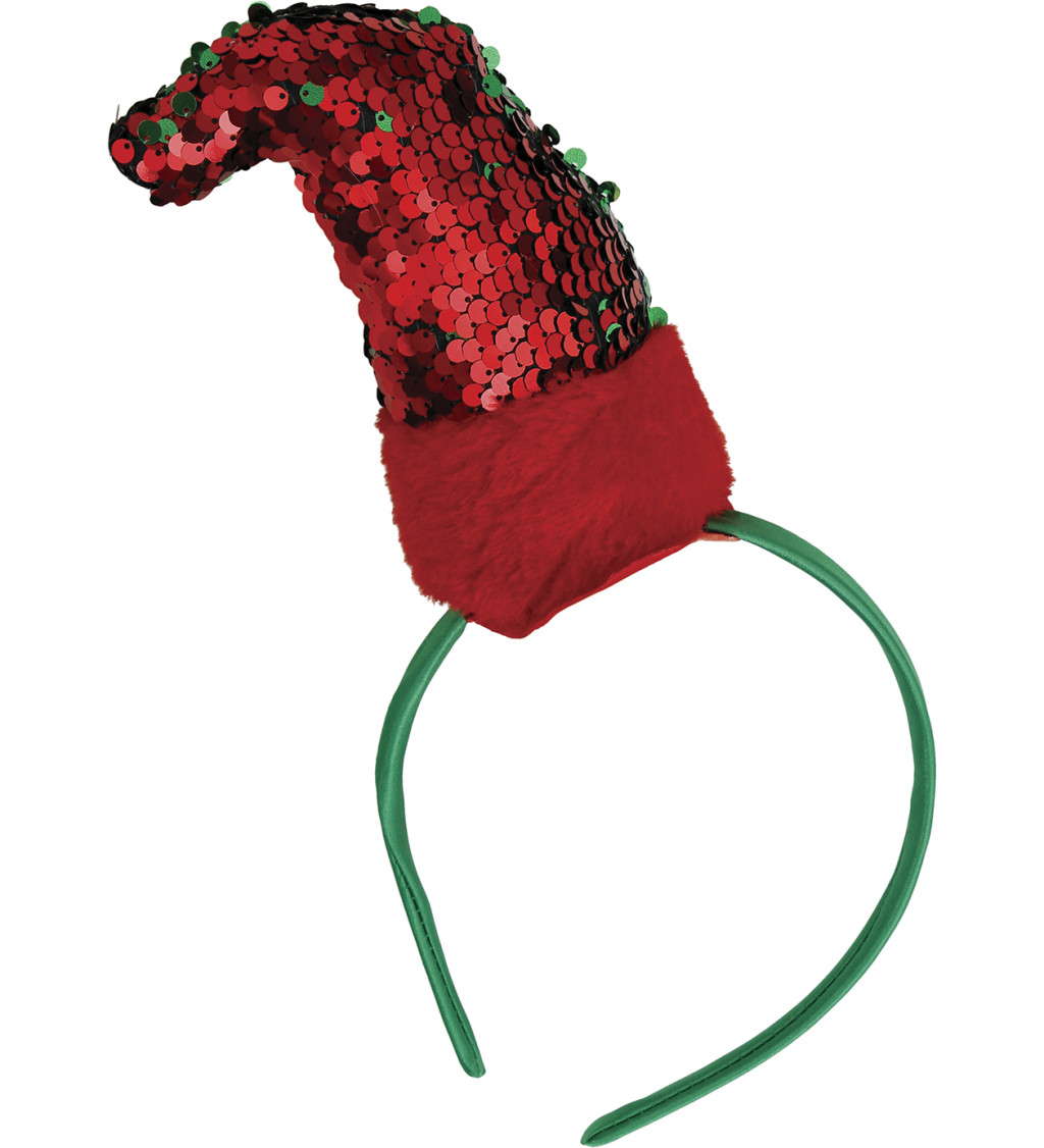 Hravá vánoční čelenka s čepicí