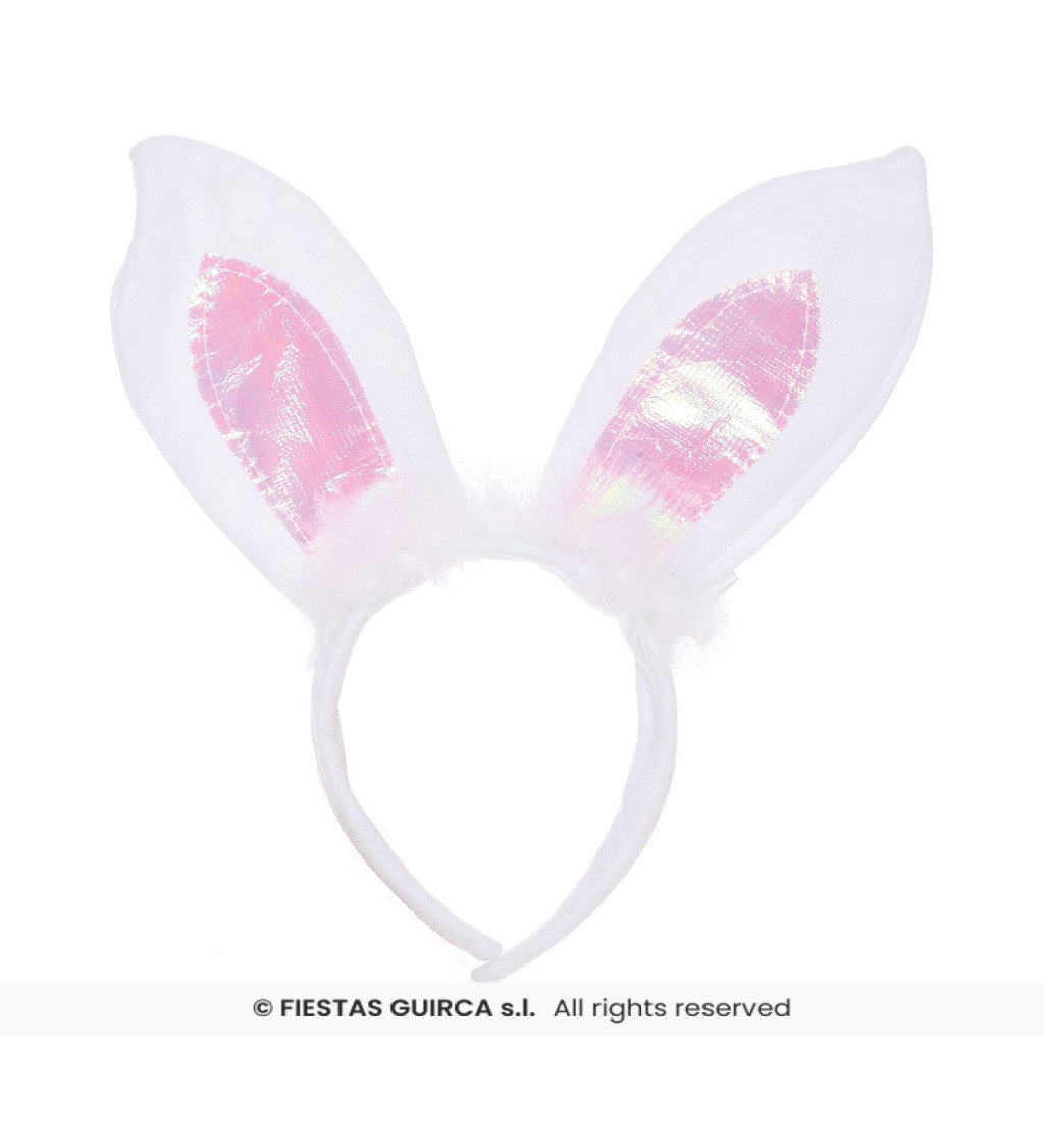 Čelenka s bílými králičími ušima