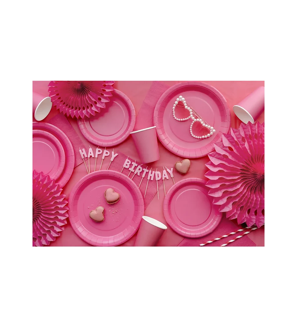 Papírové talířky tmavě růžové