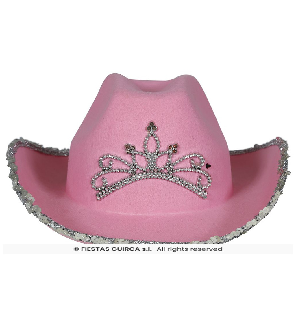 Kovbojský klobouk s korunkou – růžový