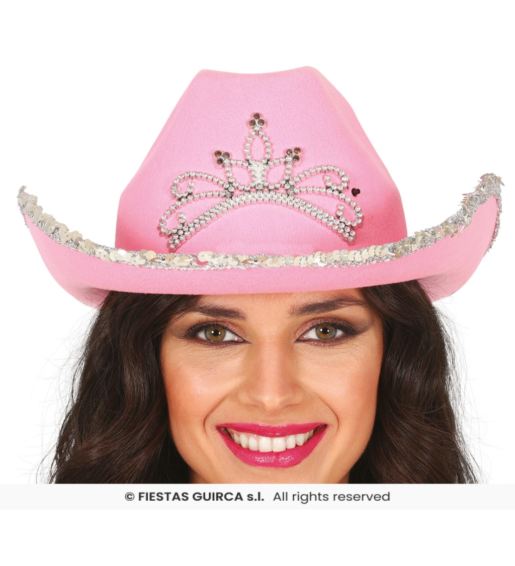 Kovbojský klobouk s korunkou – růžový