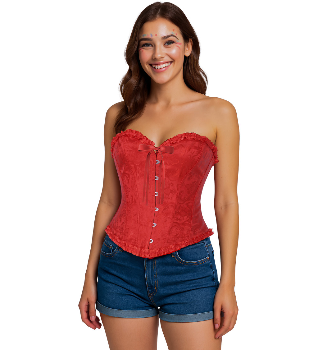 Červený krajkový korzet