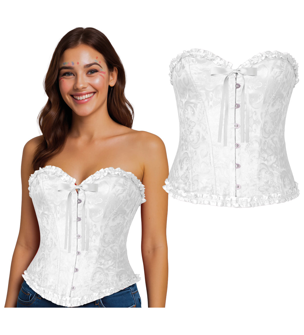 Bílý krajkový korzet