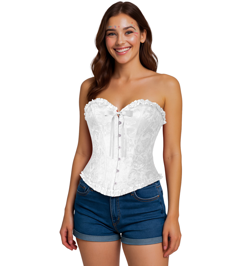 Bílý krajkový korzet