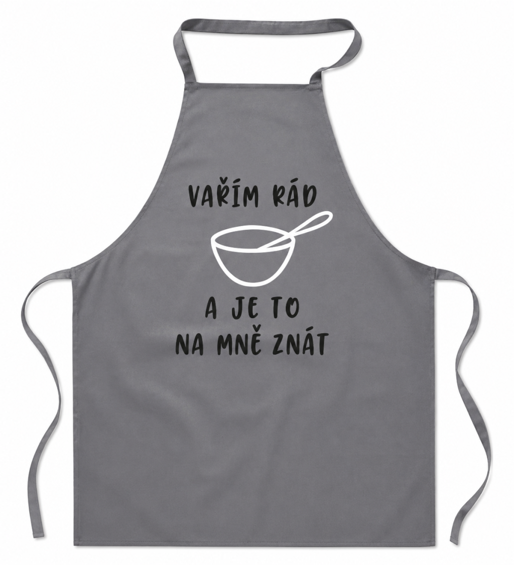 Šedá zástěra Vařím rád a je to na mě znát