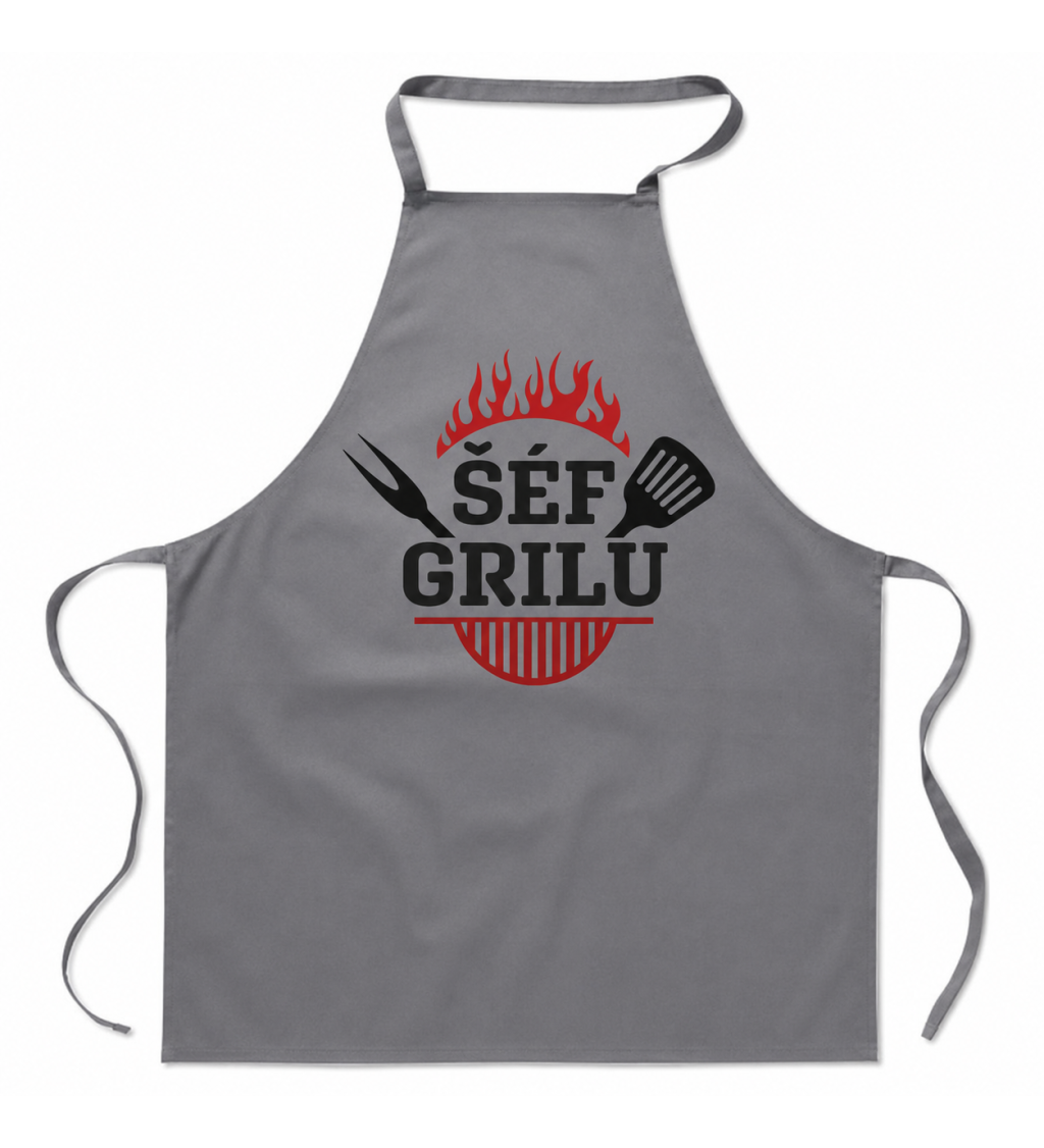 Šedá zástěra Šéf grilu