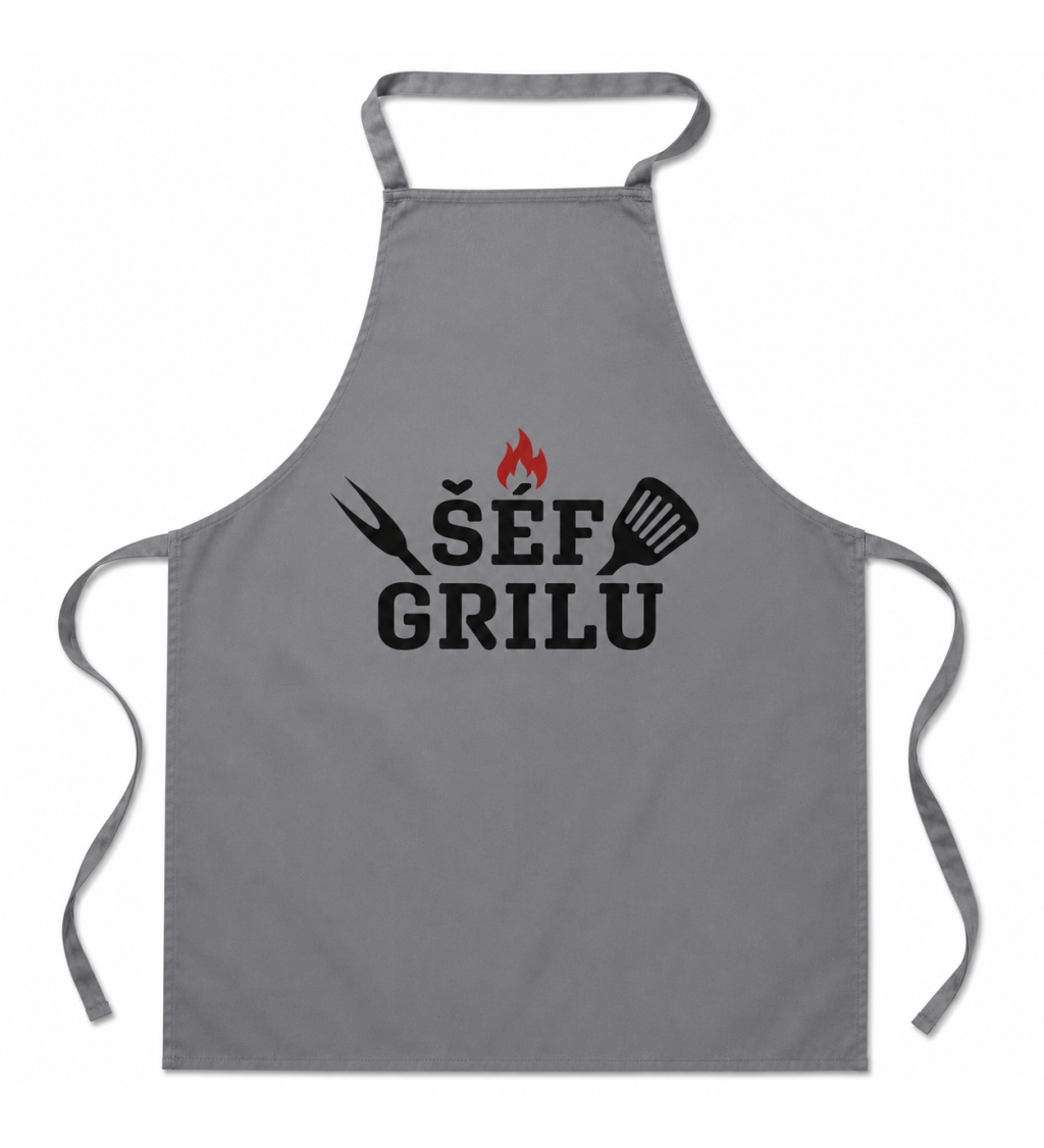 Šedá zástěra Šéf grilu