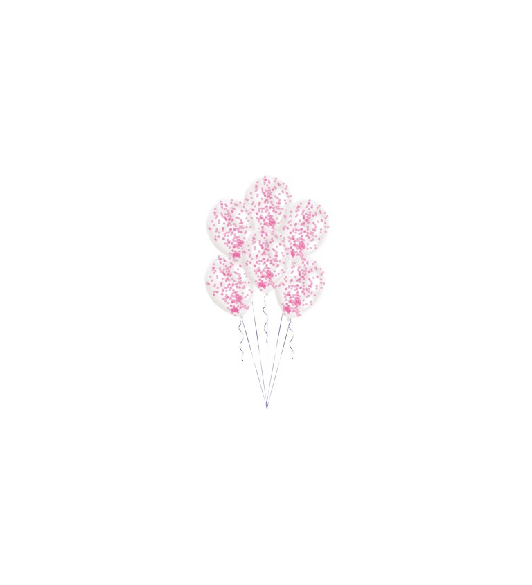 Průhledné balónky s růžovými konfetami