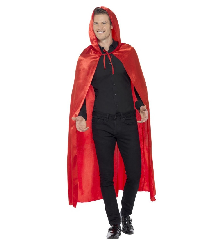 Sametový červený plášť s kapucí