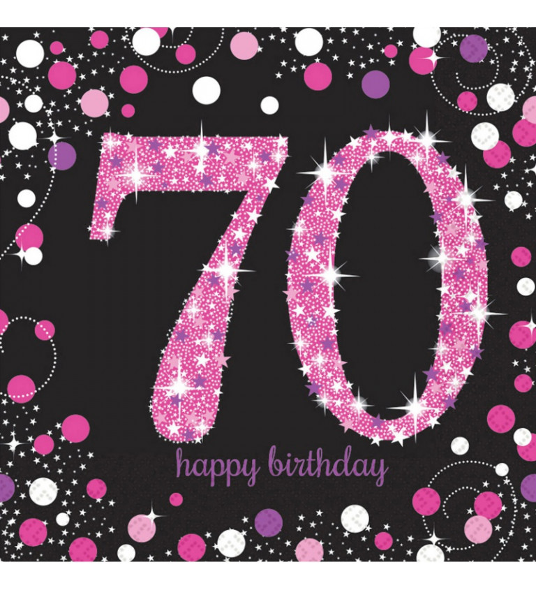 Ubrousky - narozeninové s růžovým číslem 70