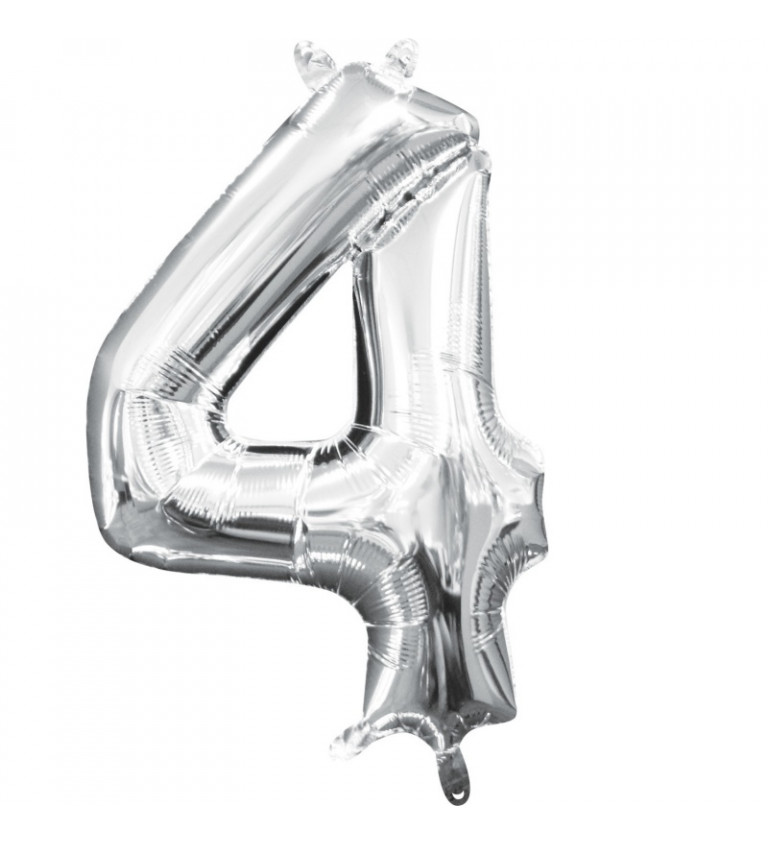 Fóliový balónek malý - stříbrné číslo 4