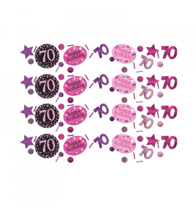 Růžové narozeninové konfety - 70 let