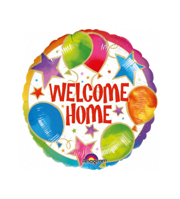 Kulatý fóliový balónek s nápisem Welcome Home