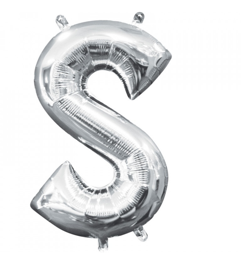 Fóliový balónek malý - stříbrné písmeno S