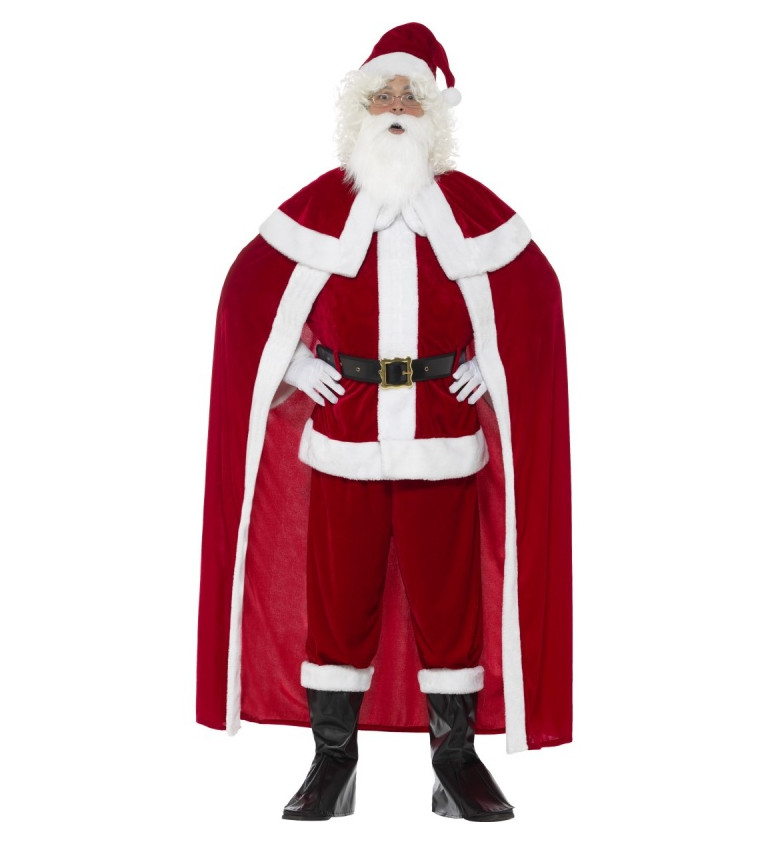 Pánský kostým Plyšový Santa s pláštěm deluxe