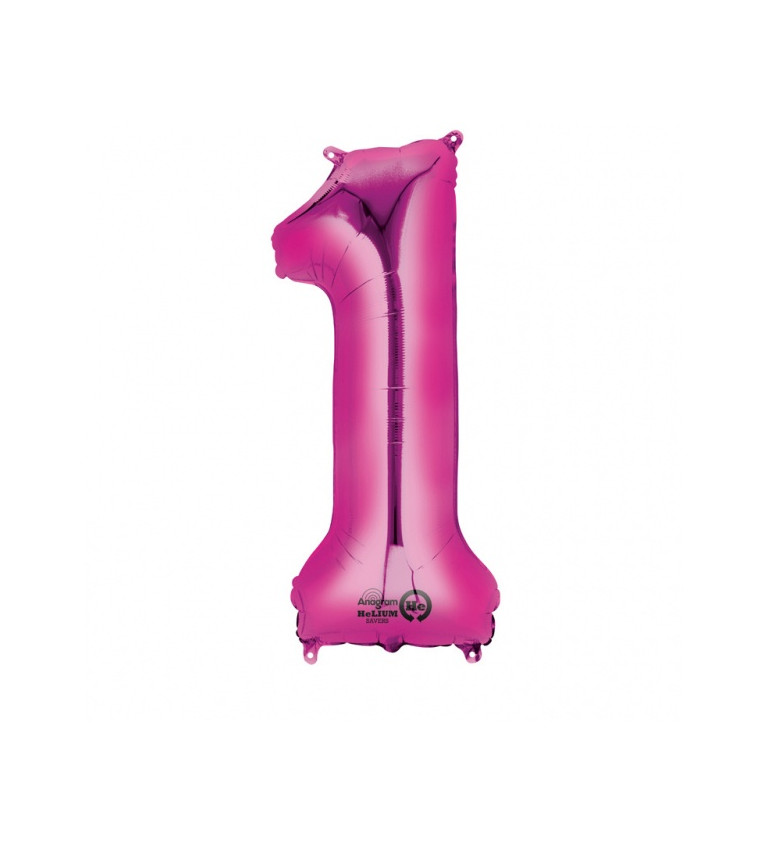 Růžový fóliový balónek číslo 1