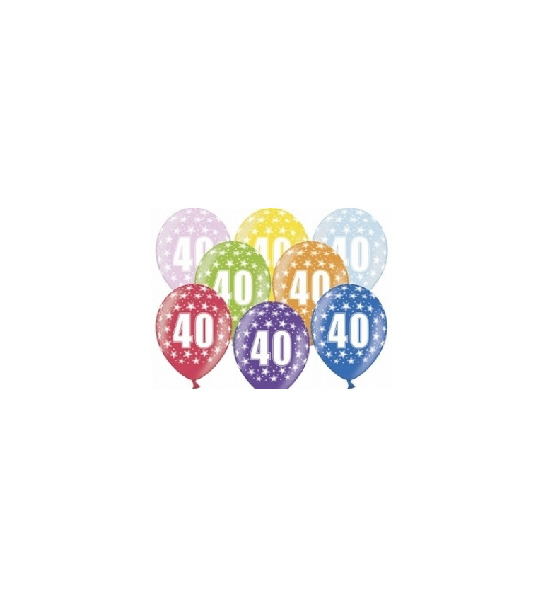 Balónky s číslem 40 - různobarevné