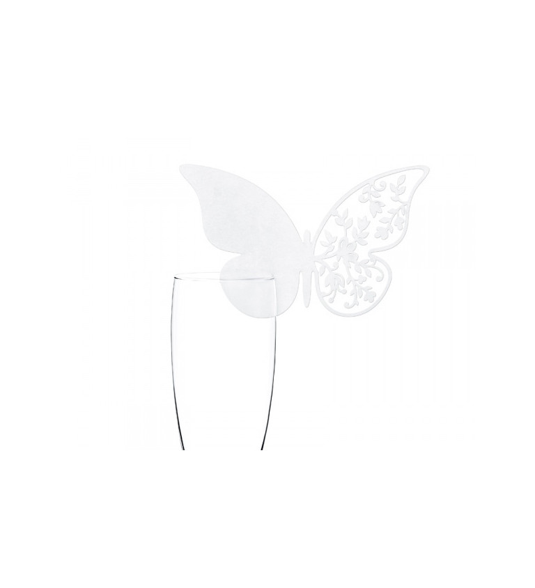 Bílý motýlek na skleničky