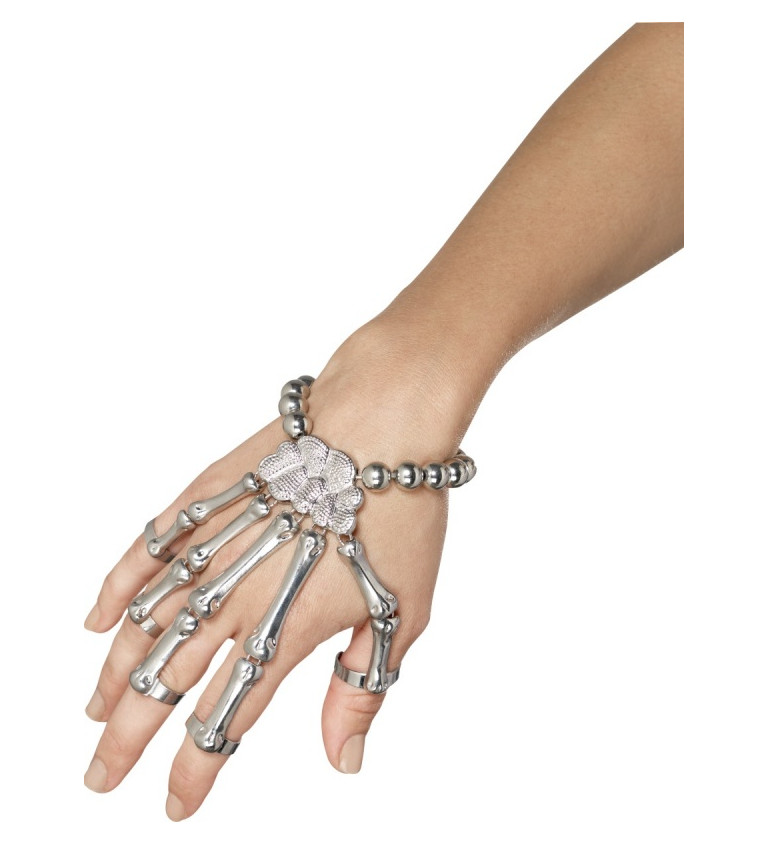 Stříbrný náramek - kostra ruky