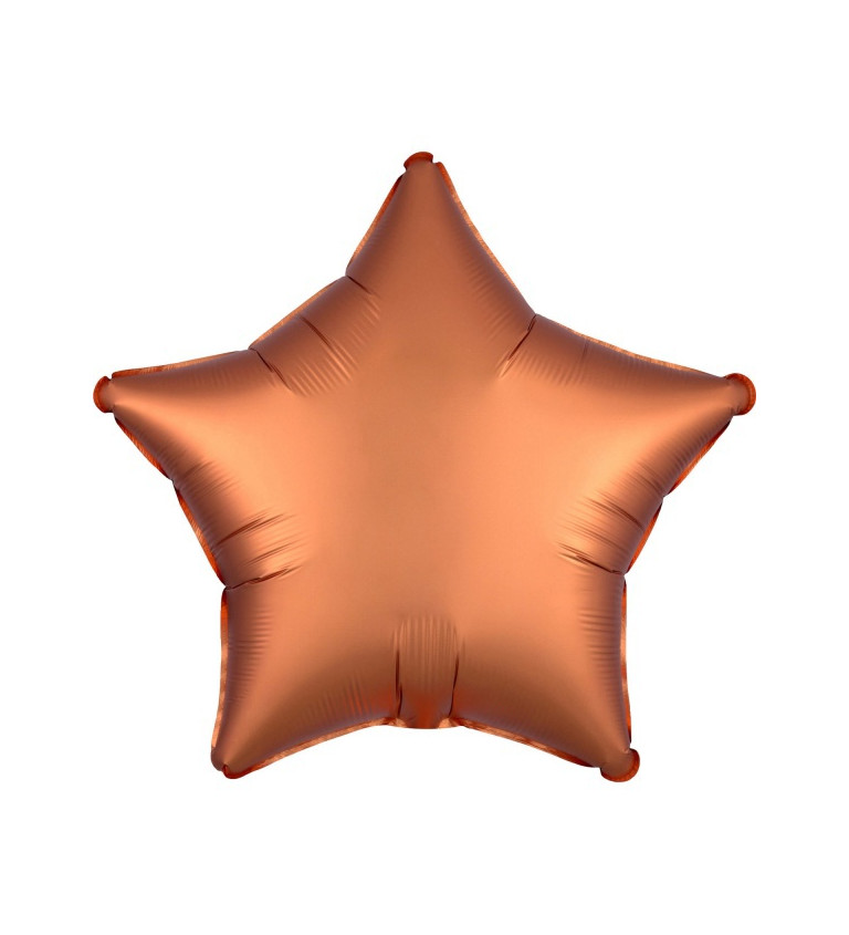 Tmavě oranžový fóliový balónek Hvězda