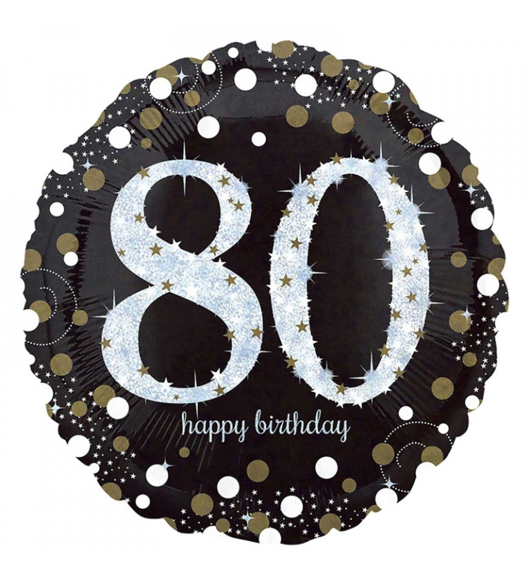 Fóliový narozeninový balónek - kulatý s číslem 80