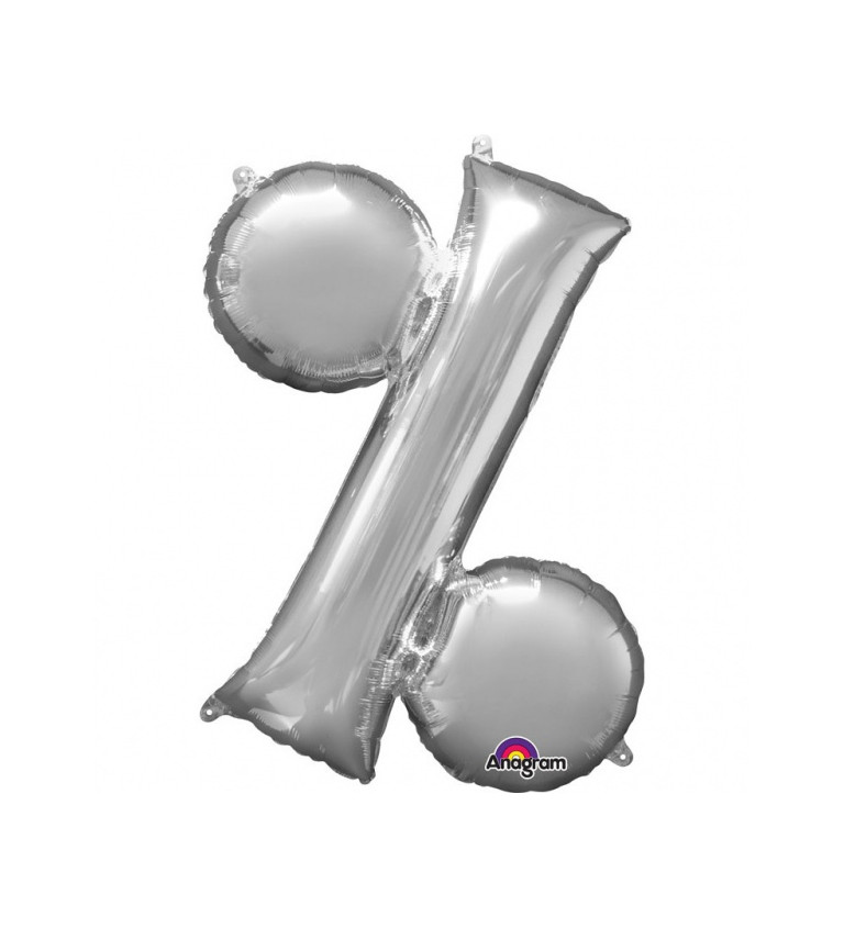 Fóliový balónek malý - stříbrný znak %