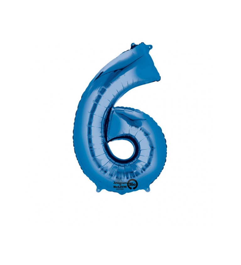 Modrý fóliový balónek číslo 6