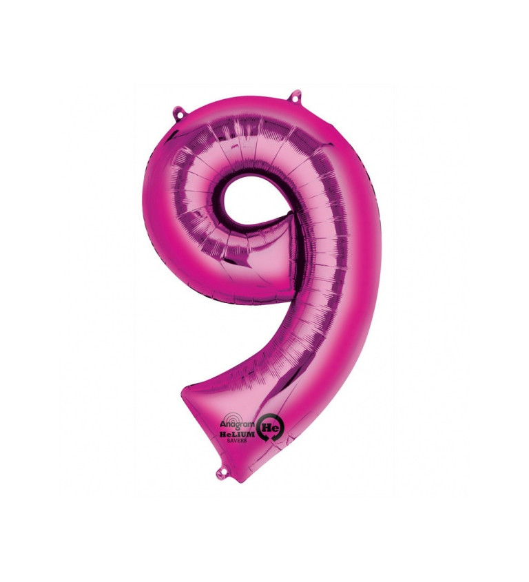 Růžový fóliový balónek číslo 9