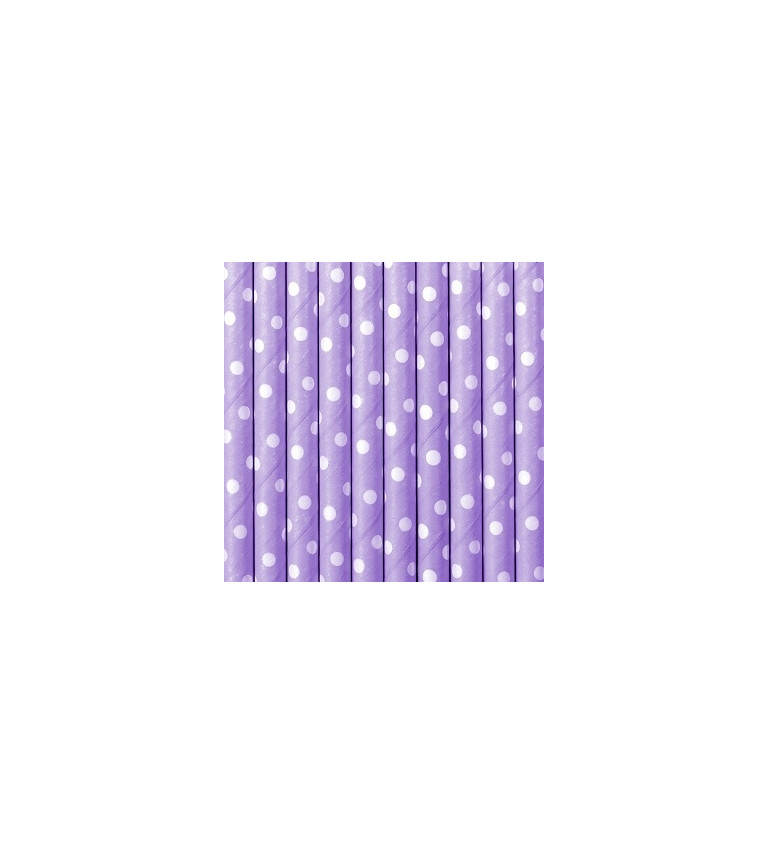 Papírová brčka fialová s puntíky