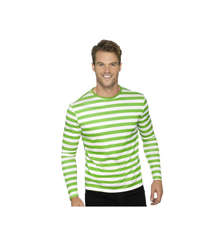Tričko zeleno-bílé pruhy