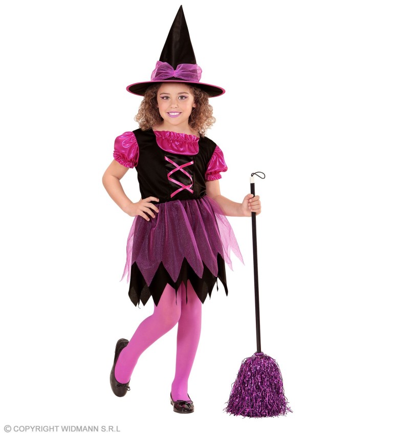 Dětský kostým růžová čarodějnice