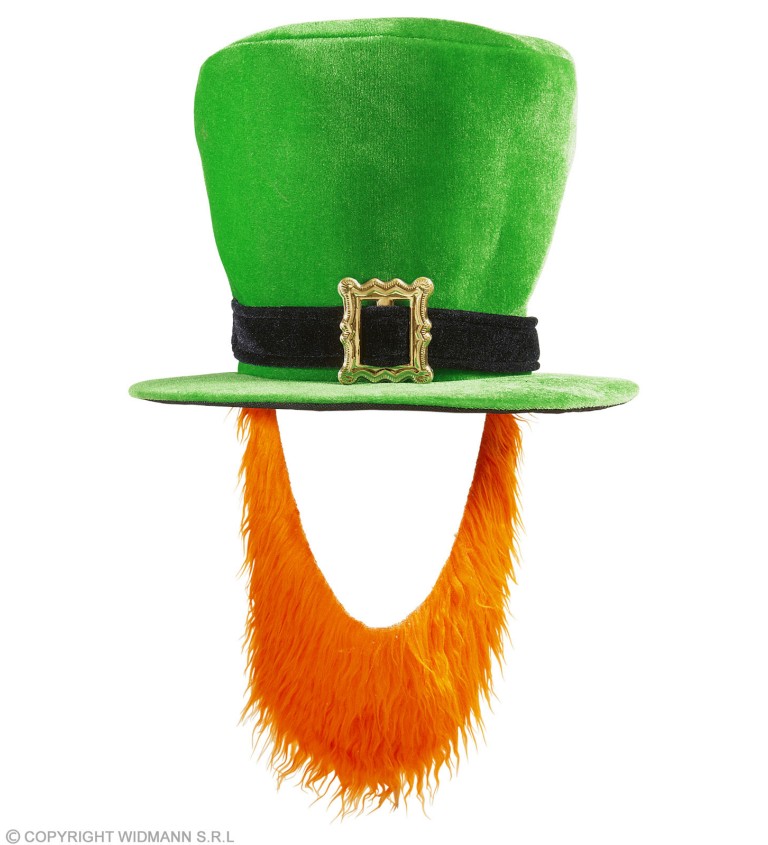 St. Patrik zelený klobouk s vousy